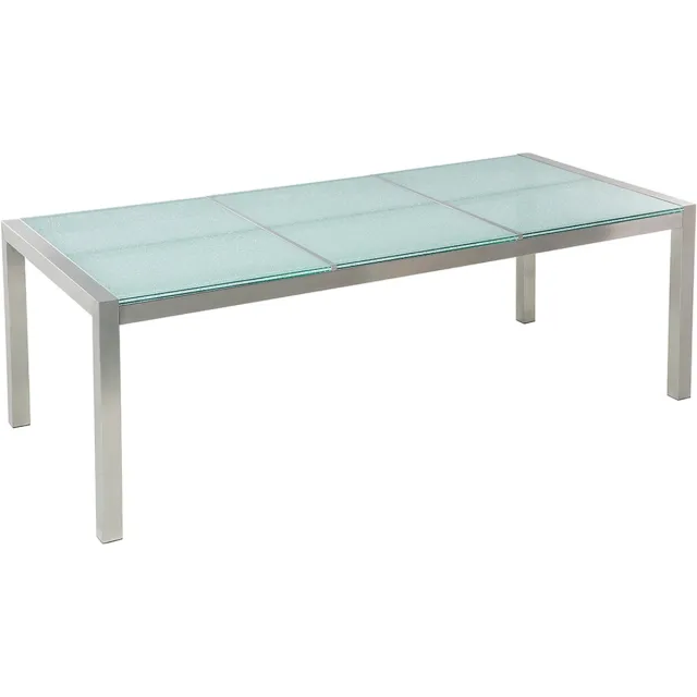 Beliani GROSSETO - Tuintafel - Zilver - 100 x 220 cm - Veiligheidsglas Transparant