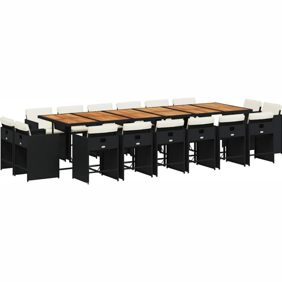 vidaXL 17-delige Tuinset met kussens poly rattan zwart, foto 3