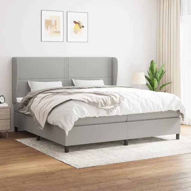 vidaXL Boxspring met matras stof lichtgrijs 200x200 cm grijs