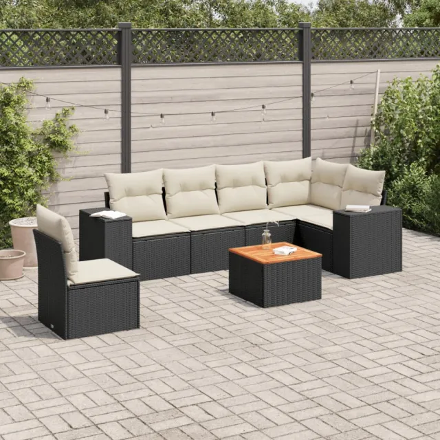 vidaXL Patio Sofa Set Black and Cream, foto 2