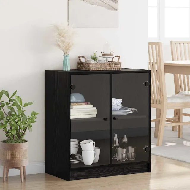 vidaXL Bijzetkast Zwart Eiken 68 x 37 x 75,5 cm Bewerkt hout