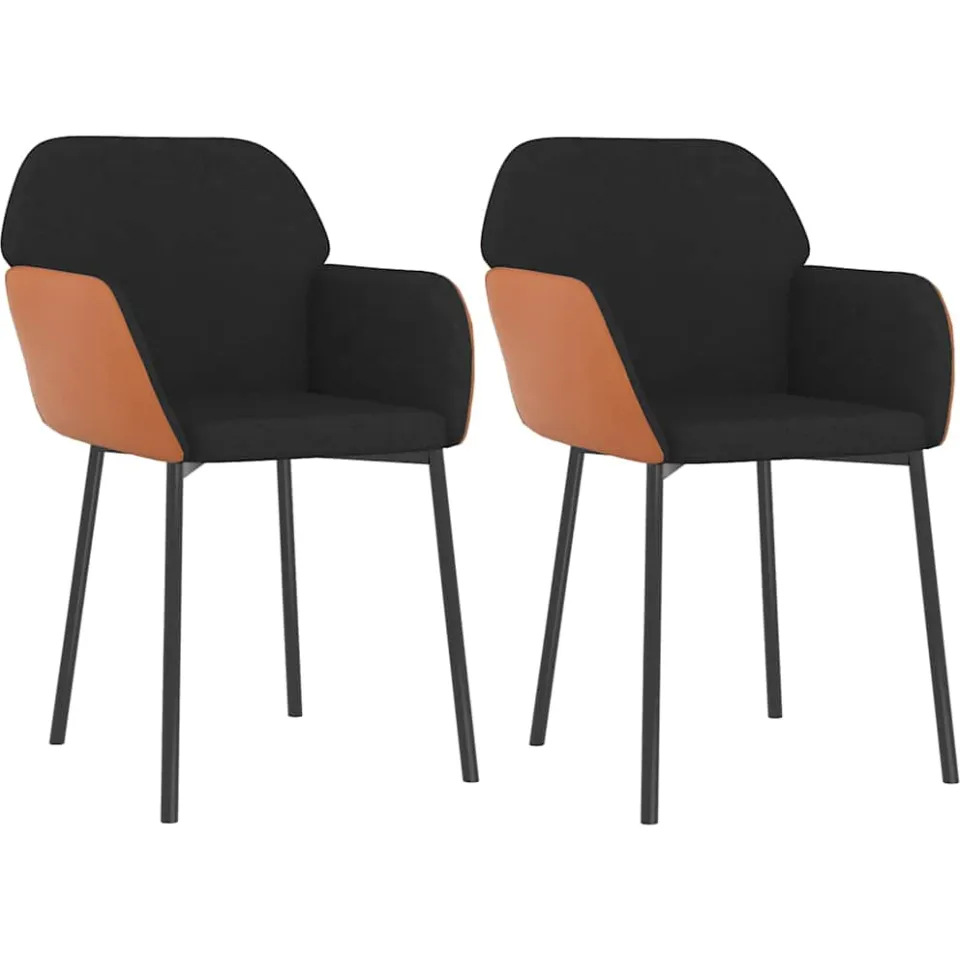 vidaXL Eetkamerstoelen 2 st stof en kunstleer zwart, foto 3
