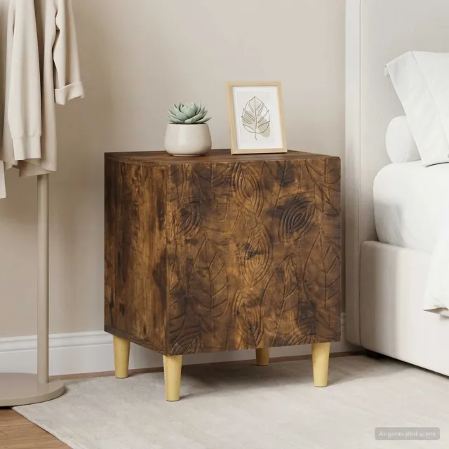 vidaXL Nachtkastje 2 st Gerookt eiken 43 x 34,5 x 50 cm Bewerkt hout Bruin