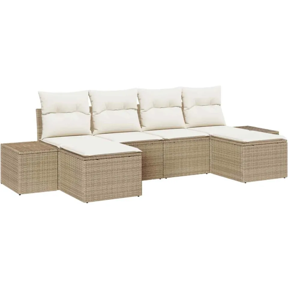 vidaXL Tuin Sofa Set 4 st Beige en Crème poly rattan
