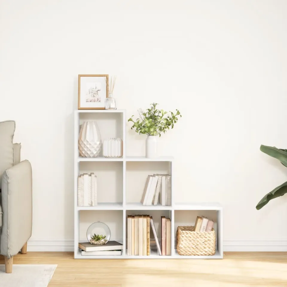 vidaXL Kamerverdeler Boekenkast 3-laags Wit 99x29x99 cm Bewerkt Hout, foto 2