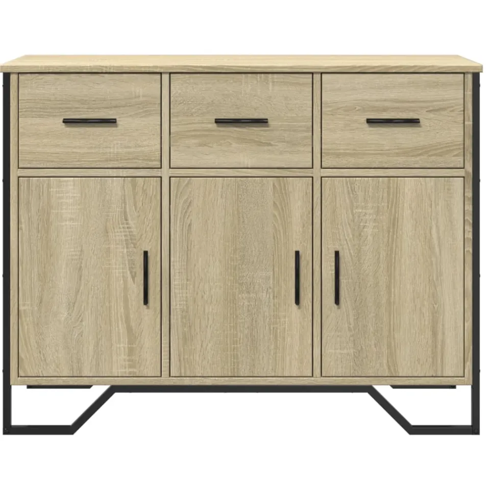 vidaXL Dressoir 97x32,5x74,5 cm bewerkt hout sonoma eikenkleurig, foto 4
