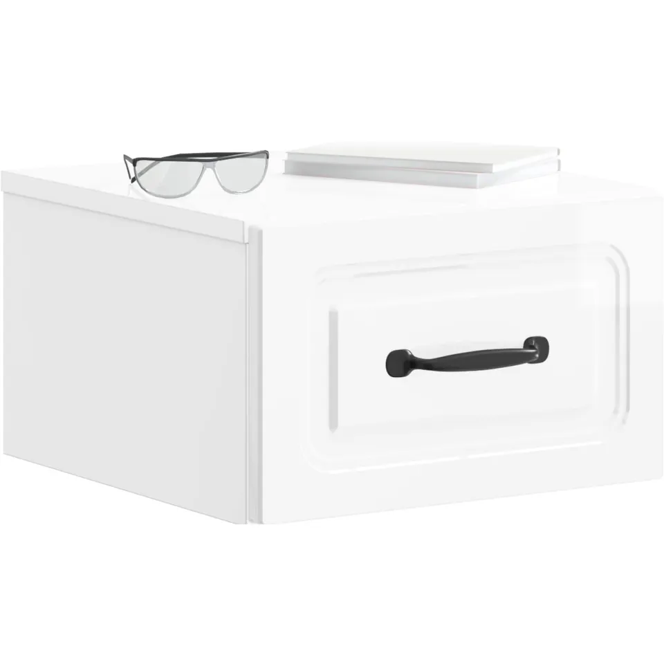 vidaXL Wandbeugel Bedkast Hoogglans Wit 34,5 x 33 x 20 cm Bewerkt hout