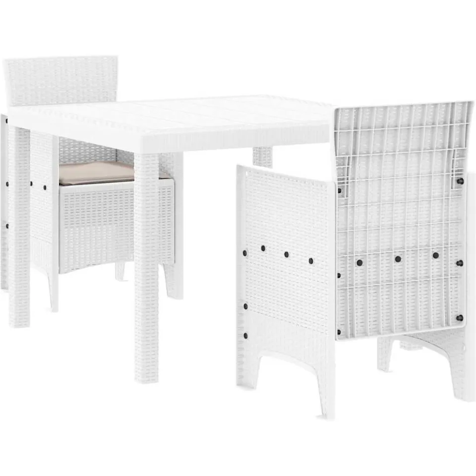 vidaXL Tuin Eetset 3 st Wit Polypropyleen