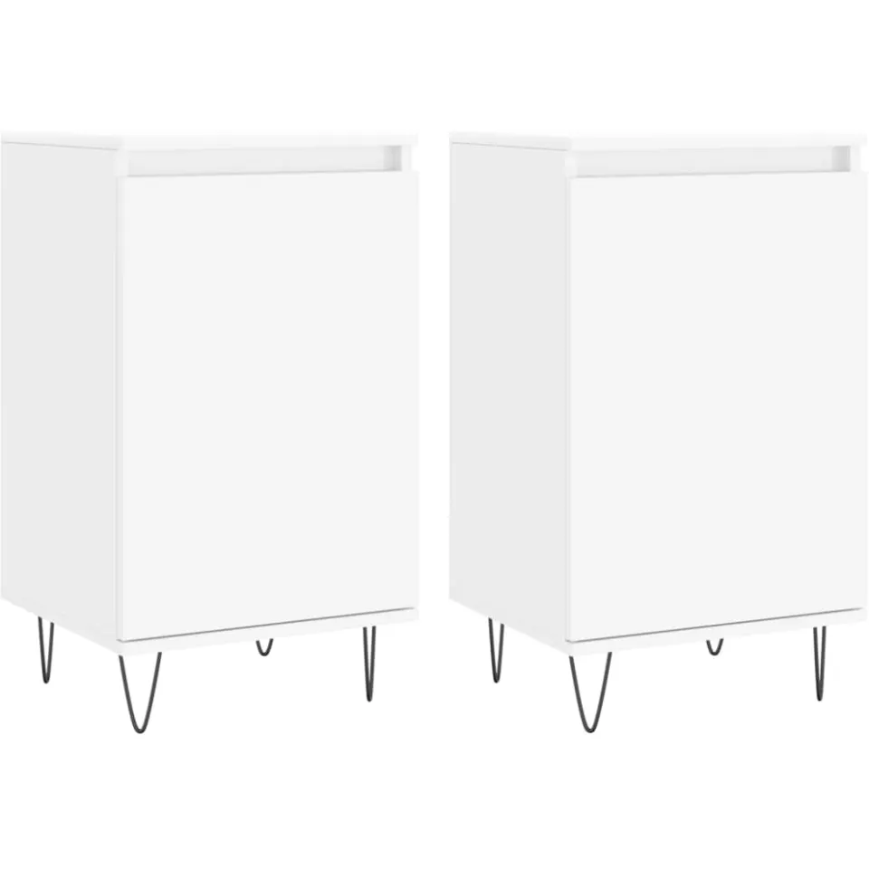 vidaXL Dressoirs 2 st 40x35x70 cm bewerkt hout wit, foto 3
