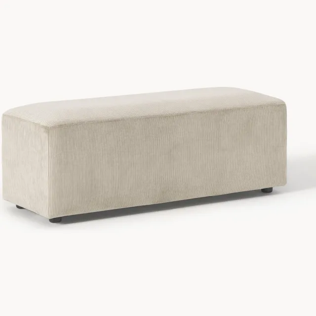 Westwing Collection XL poef Melva van corduroy, B 116 x D 42 cm Beige
