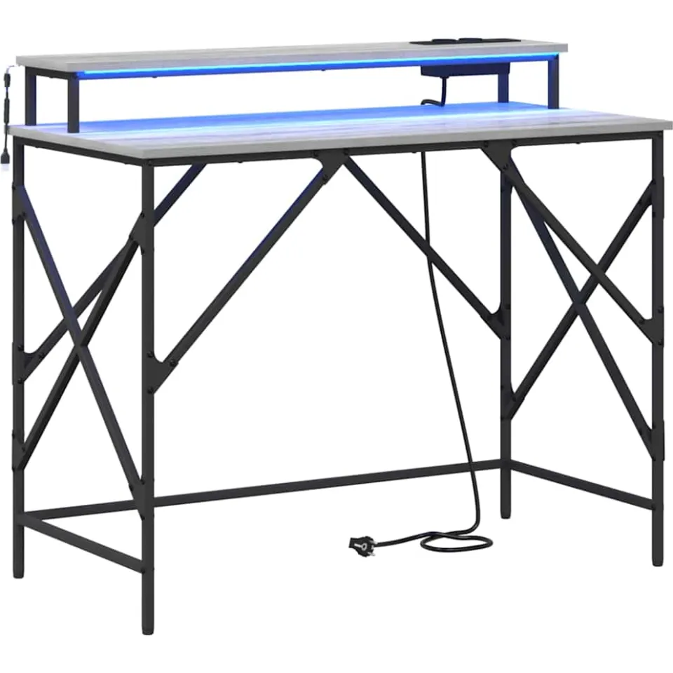 vidaXL Bureau Grijs Sonoma 100 x 50 x 86,5 cm Bewerkt hout, foto 3