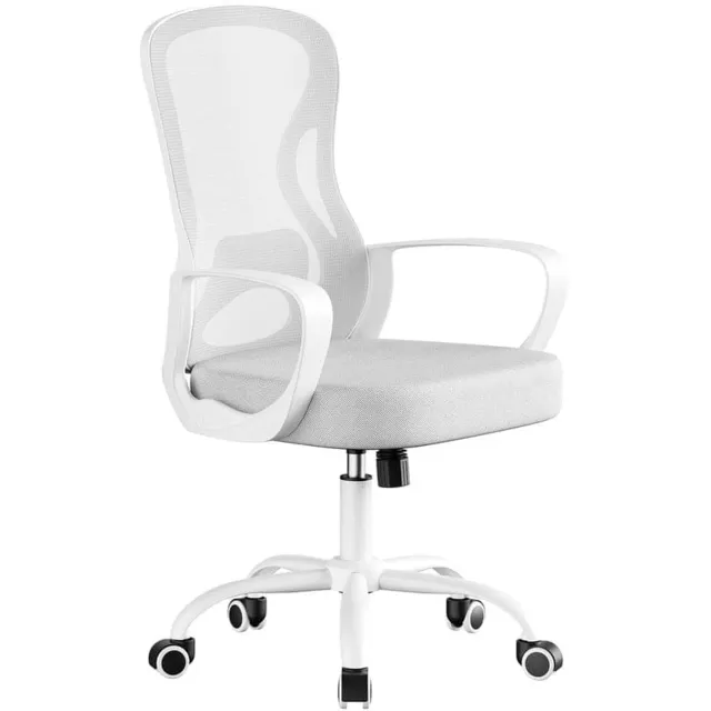Klarven Bureaustoel Mesh Duifgrijs-Wolkenwit - Ergonomische Bureaustoel - Chaise - Office Chair - Wipfunctie, Verstelbare Zithoogte, Lendensteun, Armleuningen