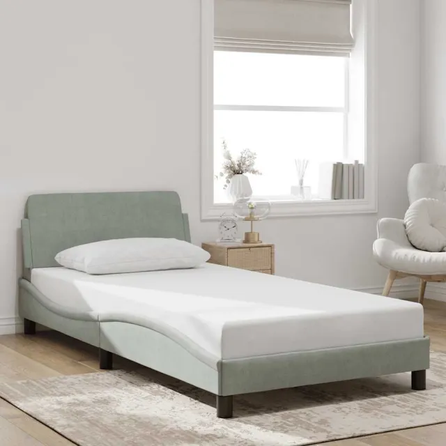 vidaXL Bedframe "Dover" 100x200 cm fluweel lichtgrijs grijs