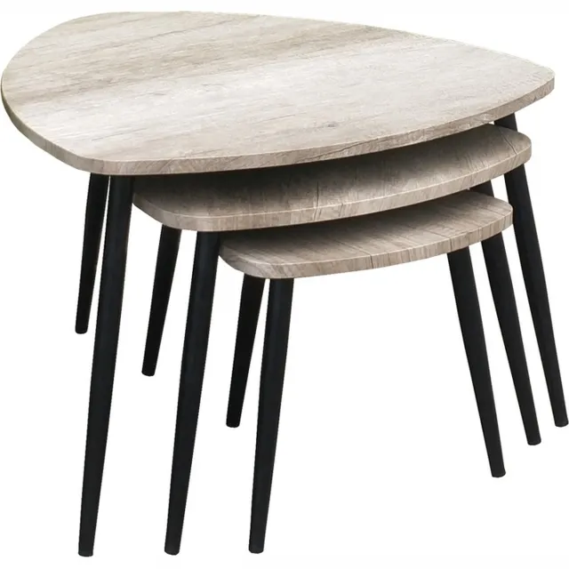 poldimar salontafel manhattan- 3 delig set- bijzettafels bruin
