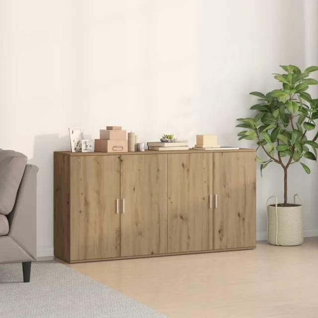 vidaXL Dressoir 2 st Artisan Eiken 79 x 38 x 80 cm Bewerkt hout, foto 2