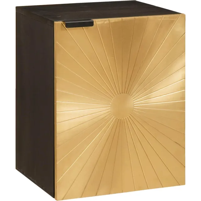 vidaXL Badkamerkast Zwart en Goud 38 x 33 x 48 cm Massief Mango Hout