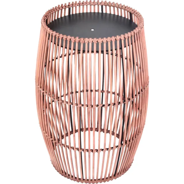 Teamson Home Bijzettafel voor Tuin - Tuinmeubelen - Tuindecoratie - Plantenstandaard - Bamboe/Metaal - Bruin - 31.8 x 31.8 x 47 (cm)