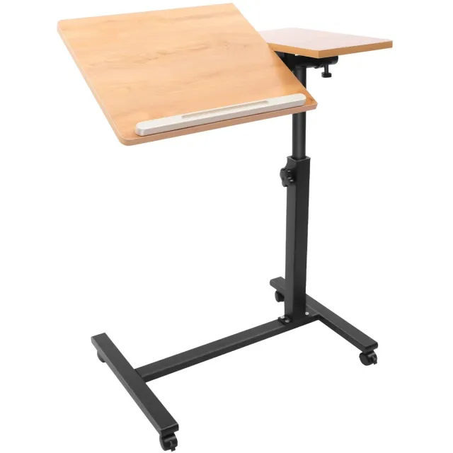Turold Bedtafel - Laptoptafel - Nachttafel - Bedleestafel - In Hoogte Verstelbaar/Kantelbaar, 360 graden Rotatie Mobiele Tafel, Hout Hout en Zwart