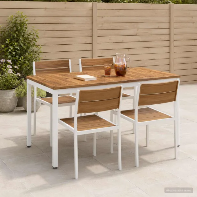 vidaXL Tuindiner tafel NAARDEN Natuurlijk en Wit 108,5 x 55 x 75 cm, foto 2