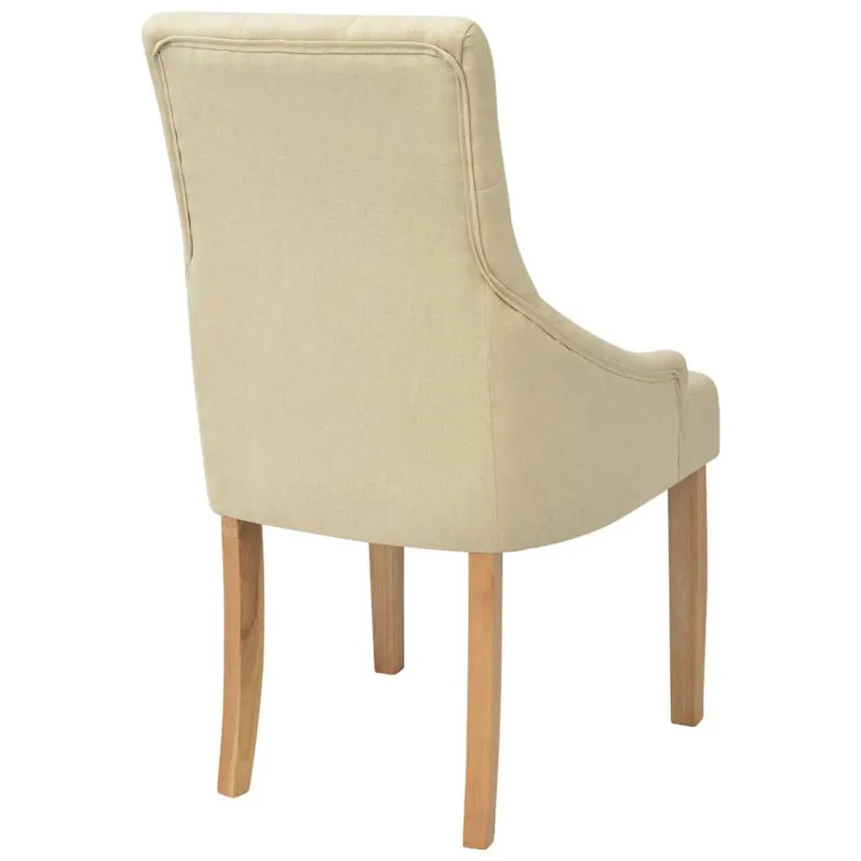 vidaXL Eetkamerstoelen 2 st stof crèmekleurig, foto 4