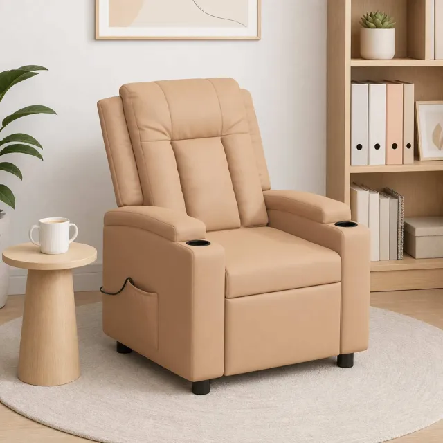 vidaXL Massage-relaxstoel Cappuccino 75 x 95 x 100 cm Stof tan, foto 2