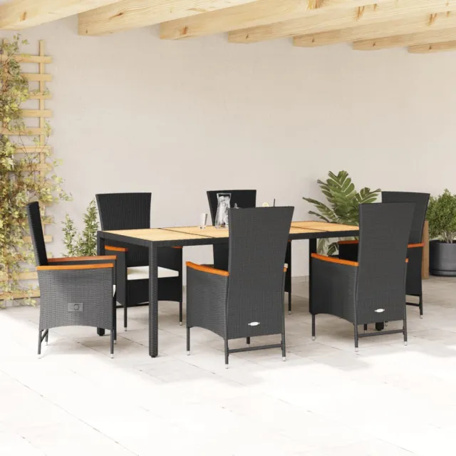 vidaXL 7-delige Tuinset met kussens poly rattan zwart, foto 2