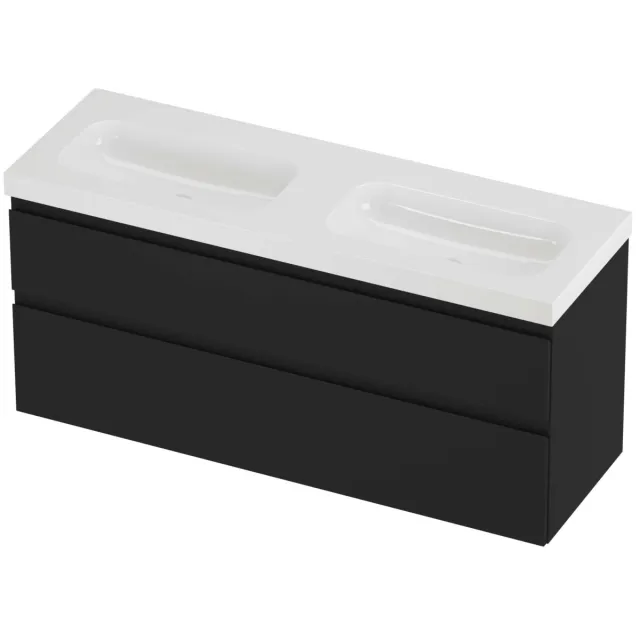 Proline Haga Badmeubelset Polystone Mezza 140x46x66 cm Glans Wit Mat Zwart