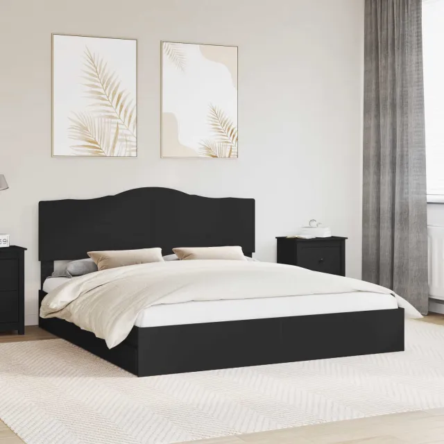 vidaXL Opslag bed met lade met opslag Zwart 200 x 200 cm Bewerkt hout