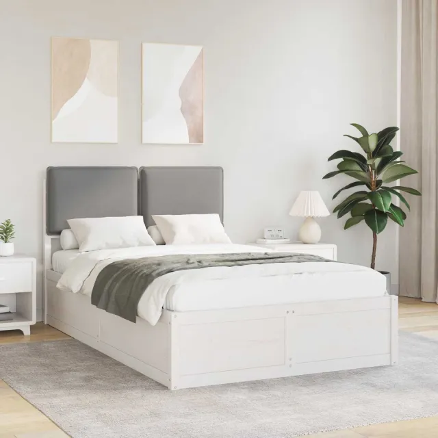 vidaXL Bedframe met Gevoerd Hoofdgedeelte Lichtgrijs 120 x 200 cm