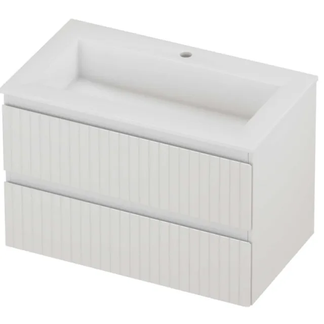 Proline Aristo Badmeubelset Polystone Elegant 1 Kraangat Gefreesd 80x46x54 cm Glans Wit Glans Wit