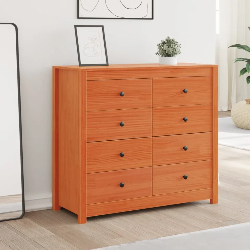 vidaXL Dressoir 100x40x90 cm massief grenenhout wasbruin bruin, foto 3