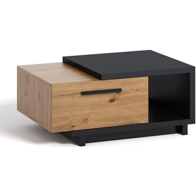 MEUBELLA Salontafel Incala - Eiken - Zwart - 90 cm Bruin|Zwart
