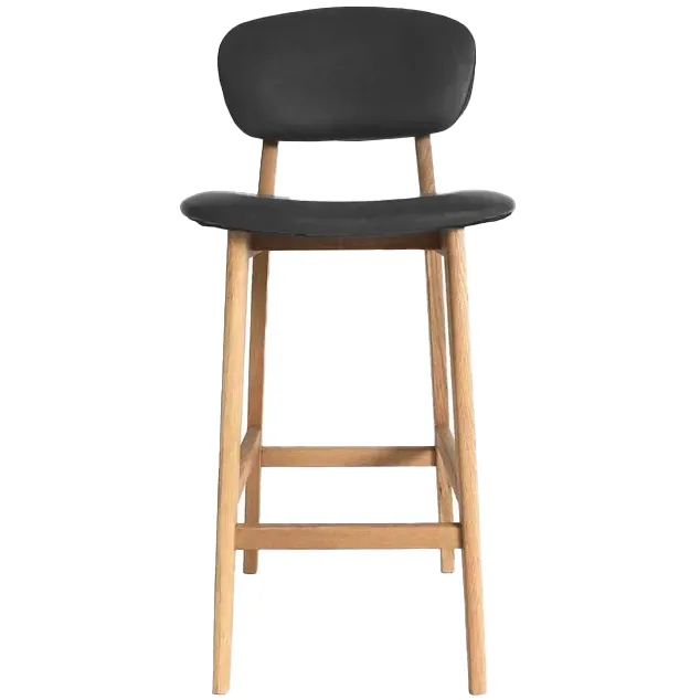 Essence Wood houten barkruk met kunstleren zitting - 65 cm grijs, foto 2