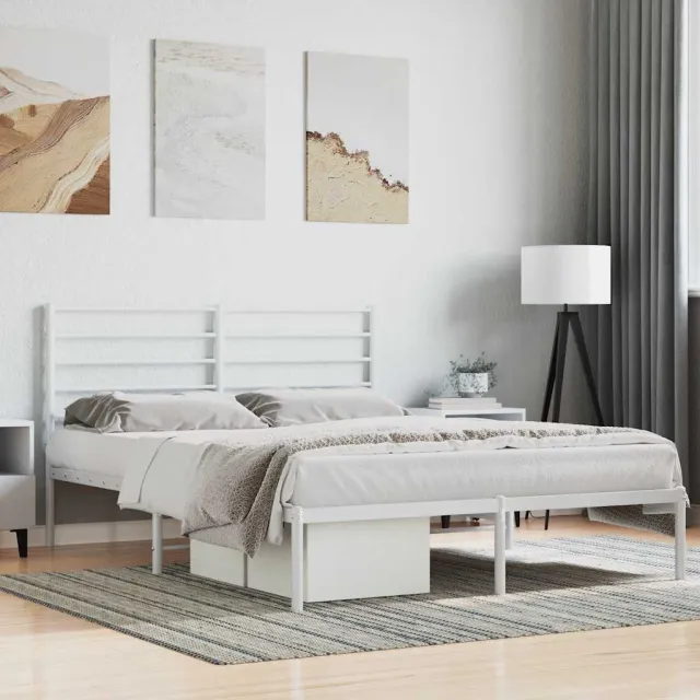vidaXL Bedframe met hoofdbord metaal wit 140x200 cm