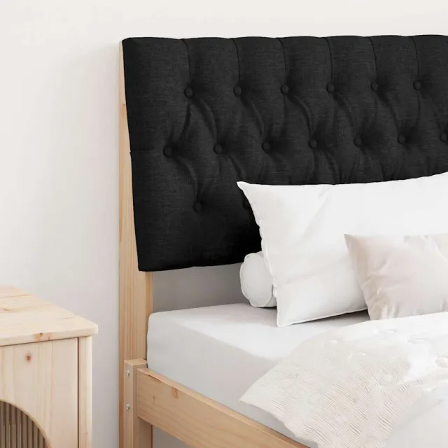 vidaXL Gestoffeerd hoofdbord Zwart 90 cm Massief grenenhout Bruin
