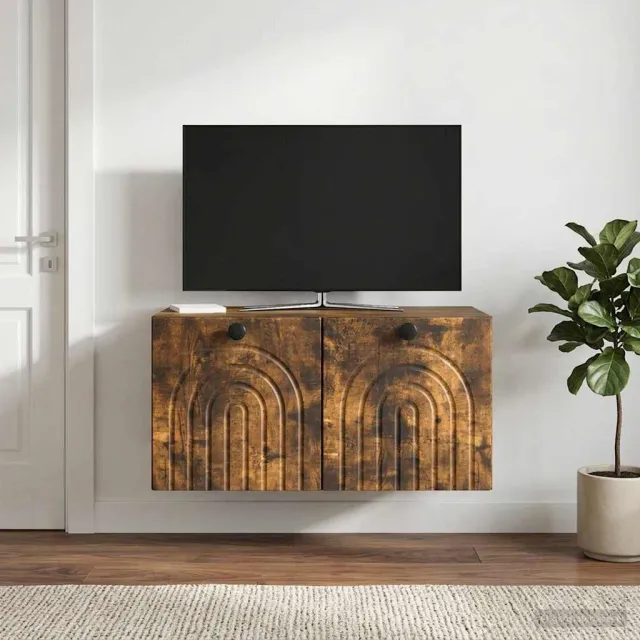 vidaXL Wandbeugel TV-kast Gerookt eiken 59,5 x 41 x 30 cm Bewerkt hout Bruin