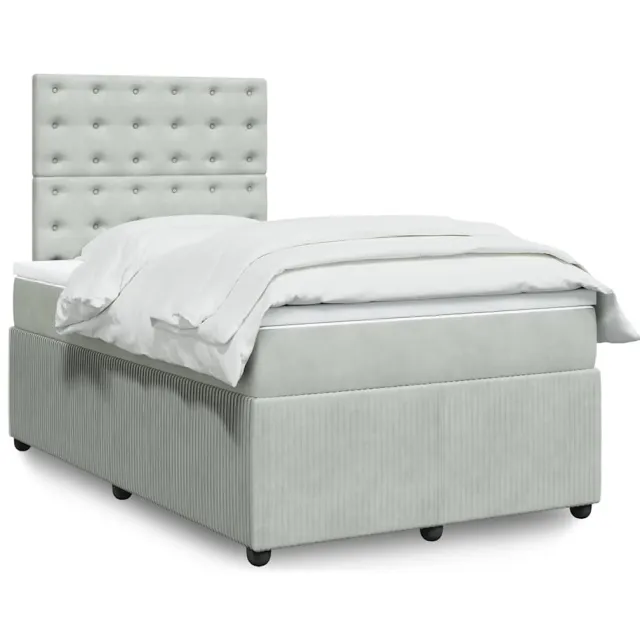 vidaXL Boxspring met matras fluweel lichtgrijs 120x190 cm grijs
