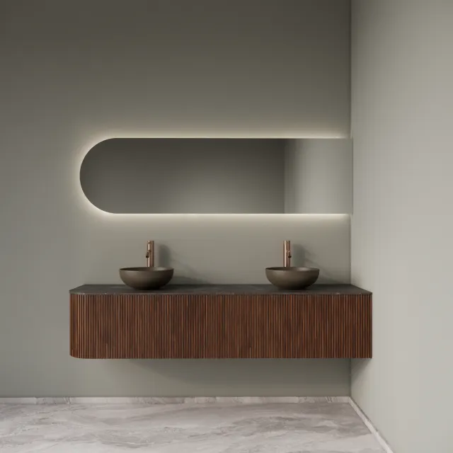 Gliss Design Badkamermeubelset Gliss Design Alluro 180 cm Rechts Walnut