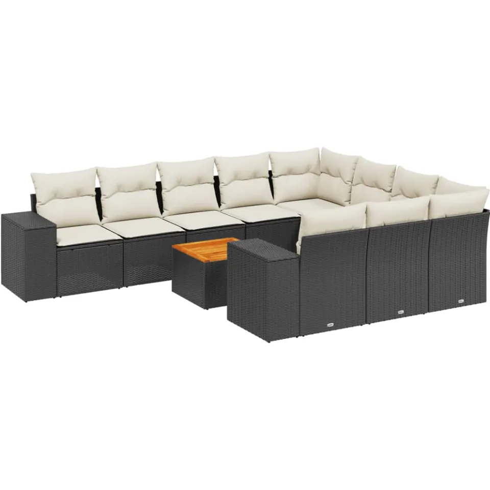 vidaXL Patio Sofa Set 10-zits Black and Cream, foto 3