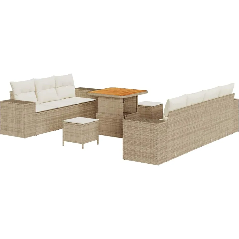 vidaXL Tuin Sofa Set 10 st Beige poly rattan