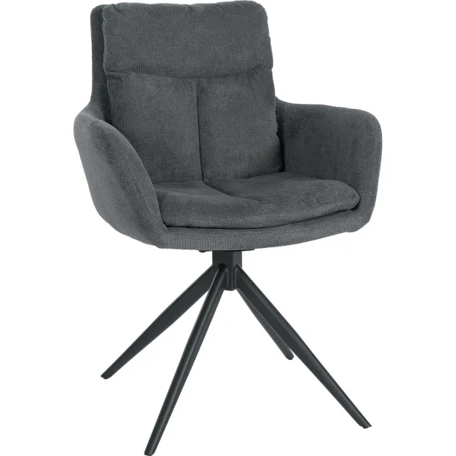 CLP Vilas Eetkamerstoel - Draaibaar - Fauteuil - Met armleuning - Metaal frame - Stof/donkergrijs