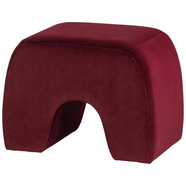 WOOOD Lucen Poef - Velvet - Bordeauxrood - 40x54x37 burgundy red