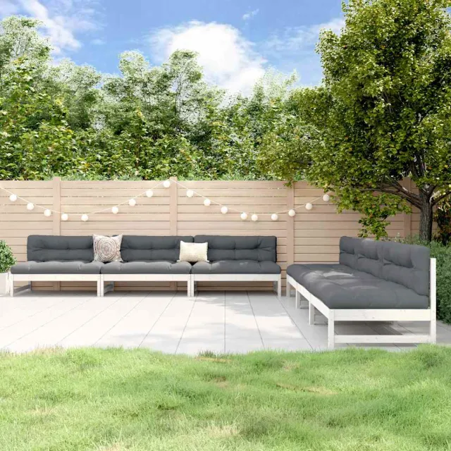 vidaXL 6-delige Loungeset massief grenenhout wit
