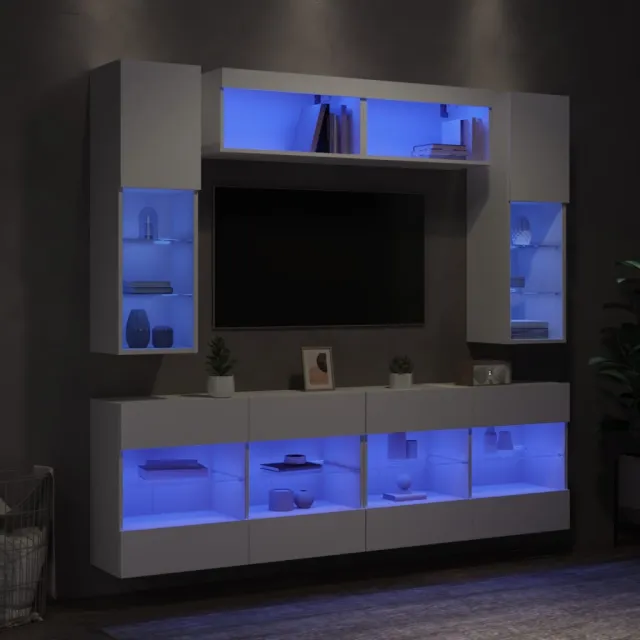 vidaXL 6-delige Tv-wandmeubelset met LED-verlichting wit, foto 2