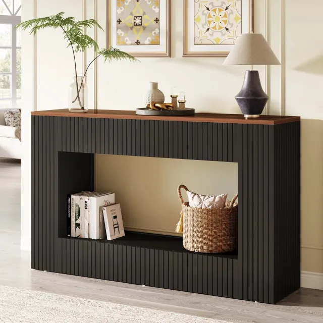 Prime Homely Prime Home Consoletafel - Haltafel - Woonkamermeubilair - Industrieel - 140 x 30 x 85cm - Zwart