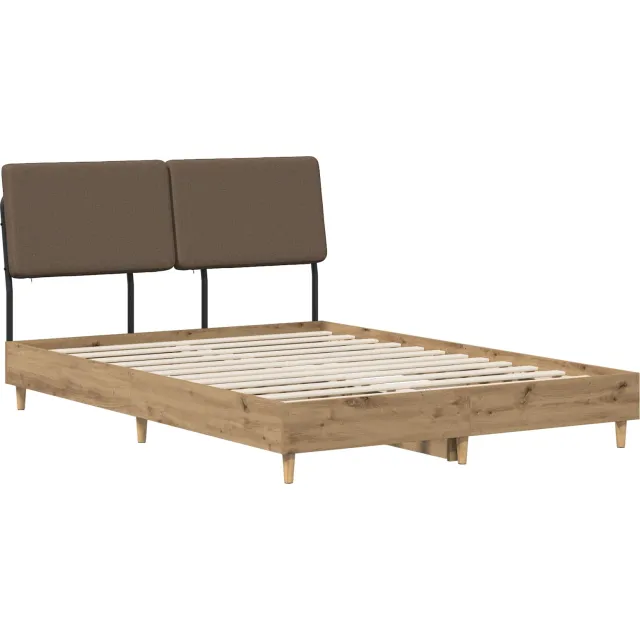 vidaXL Tweepersoonsbed met hoofdbord Artisan eiken en taupe Bruin