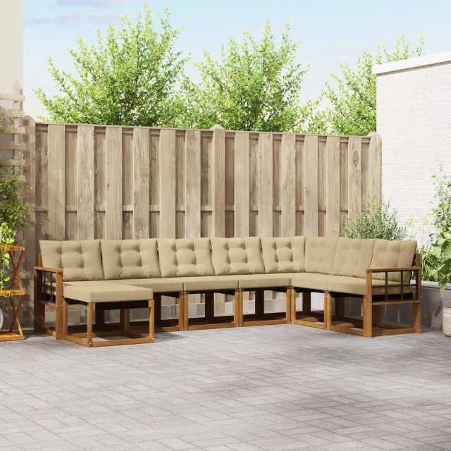 vidaXL Buiten bankenset 8 st 8-zits Natuurlijk en Beige