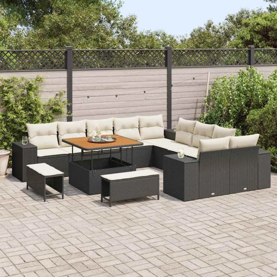 vidaXL Tuin Sofa Set 13 st Zwart poly rattan, foto 3