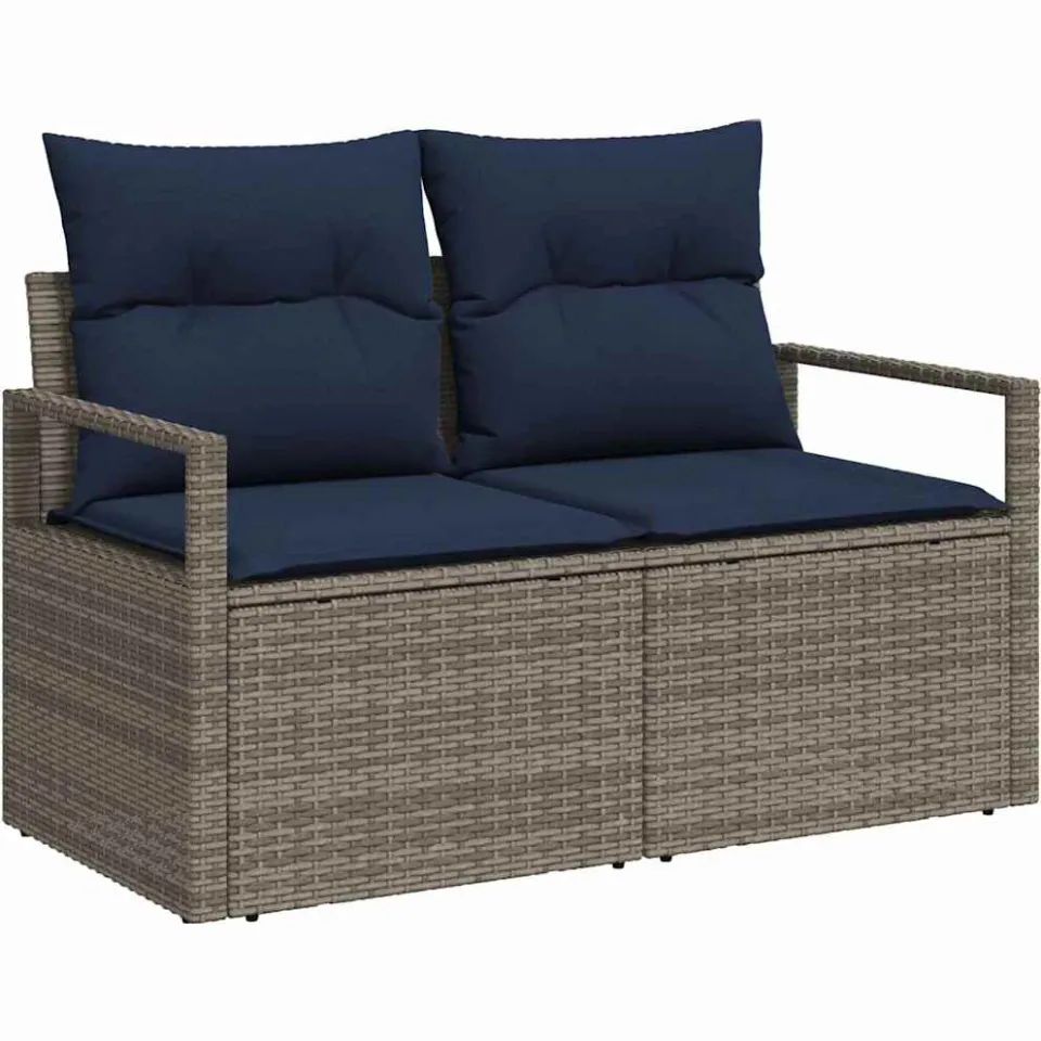 vidaXL Bankstel 11 st Grijs poly rattan