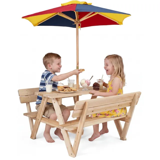 GranMaison Picknicktafel - Kinderen - Tuintafel - Multifunctionele Picknick tafel - Speeltafel - Geschikt voor Buiten - Multikleur